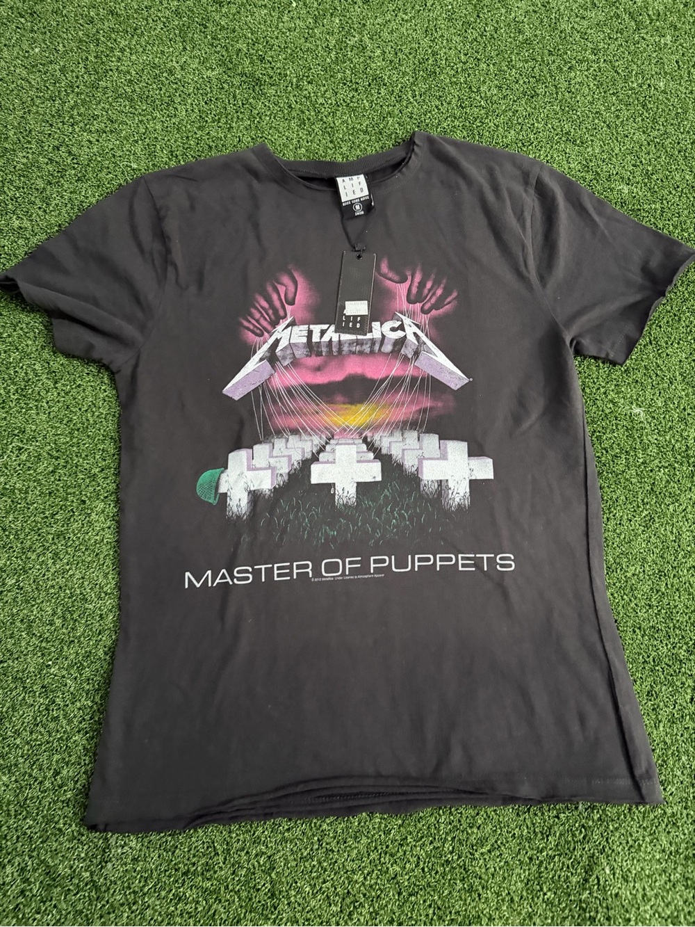NWT Amplified Metallica Master Of Puppets Album Graphic Tee Charcoal Grey Medium